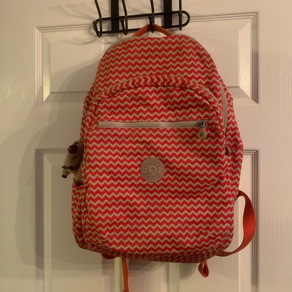 Kipling Orange/Tan Zigzag Backpack - image 1
